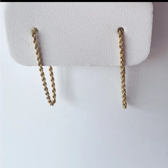 ROPE CHAIN EARRINGS 14K YELLOW GOLD - Picture 4 of 6